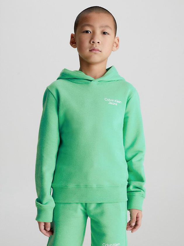 Calvin Klein USA Organic Cotton Boys Hoodie Green 3857261-MU